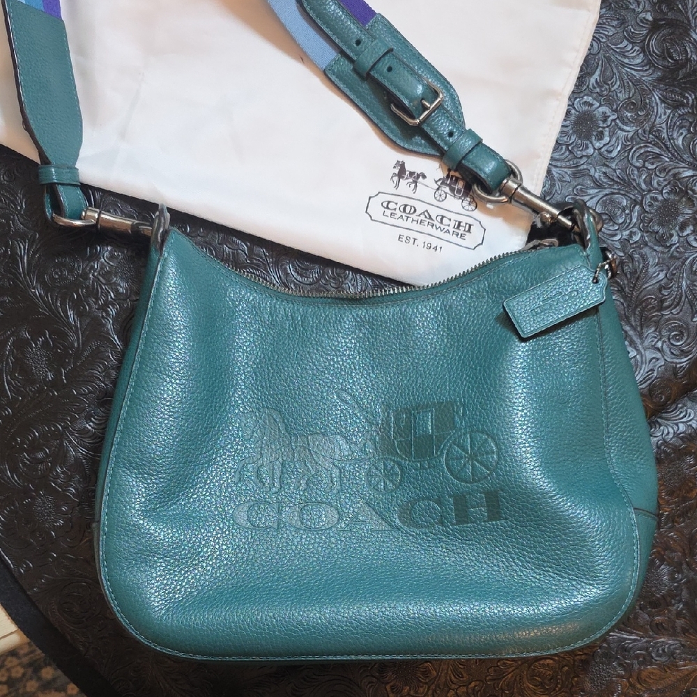 Coach Turquoise Leather Shoulder Bag Jes Hobo